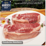 Beef Sirloin aged chilled Australia STEER young cattle HARVEY whole cuts +/- 5.5 kg/pc (price/kg) Striploin / New York Strip / Has Luar PREORDER 2-3 days notice